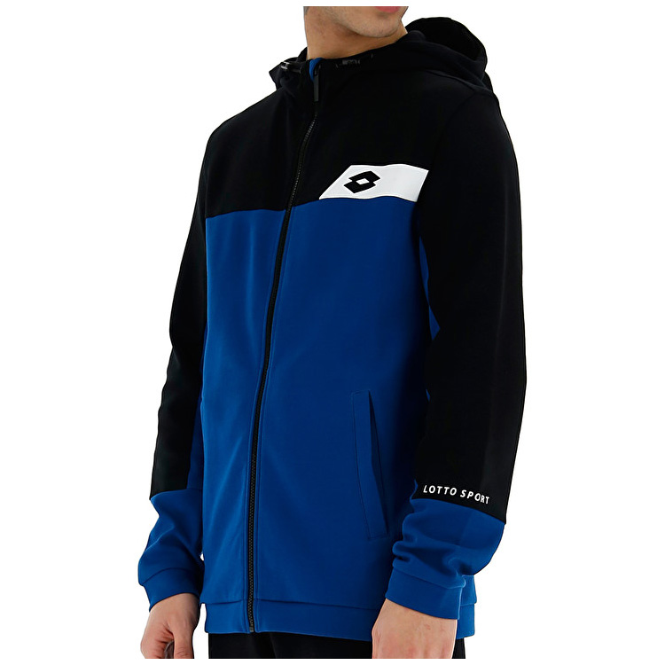 Black / Blue Lotto Dinamico Iii Sweat Fz Hd Co Men's Sweatshirt | Lotto-41885