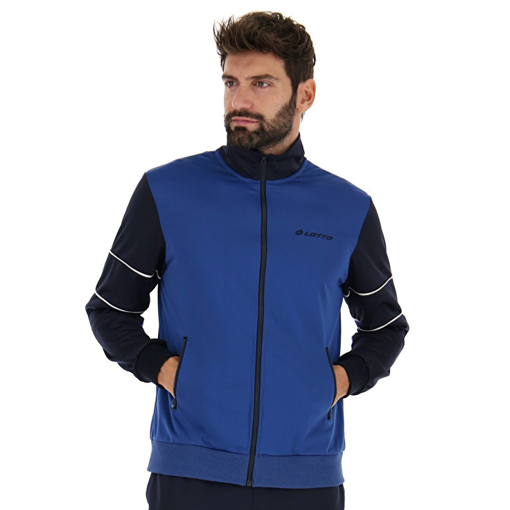 Black / Blue Lotto Suit Circle V Rib Pl Men's Tracksuits | Lotto-94811