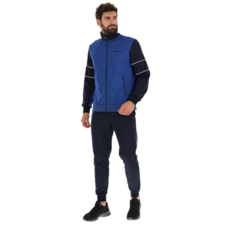 Black / Blue Lotto Suit Circle V Rib Pl Men\'s Tracksuits | Lotto-94811