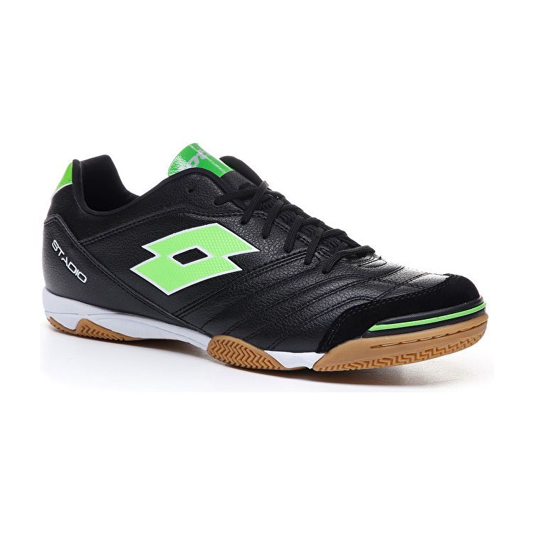 Black / Green Lotto Stadio 300 Ii Id Men's Indoor Shoes | Lotto-72468