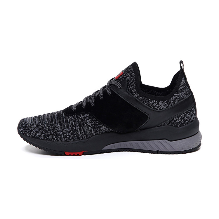 Black / Grey Lotto Marathon Knit Men's Sneakers | Lotto-41470