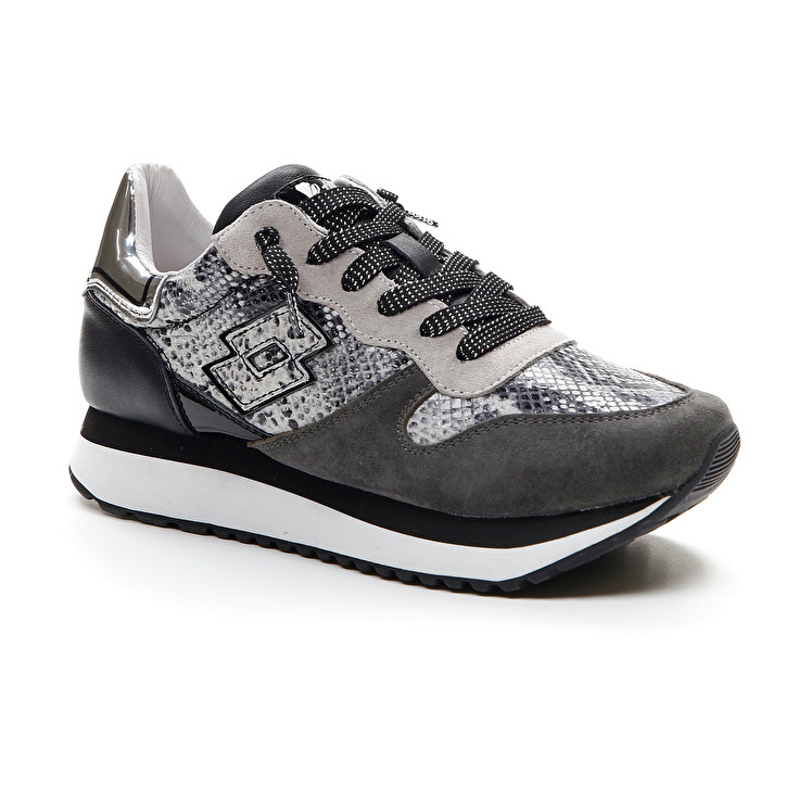 Black / Grey Lotto Wedge Python W Women's Sneakers | Lotto-93257