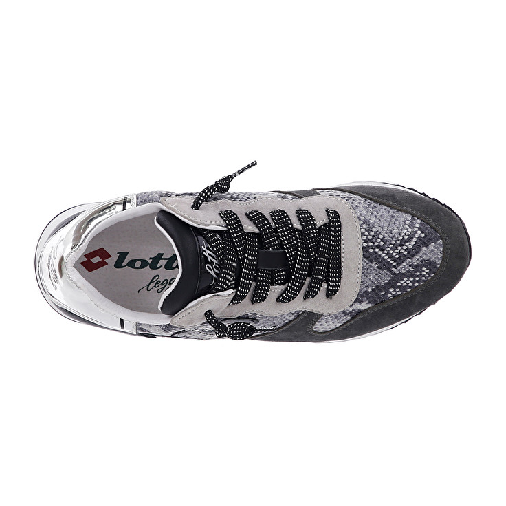 Black / Grey Lotto Wedge Python W Women's Sneakers | Lotto-93257