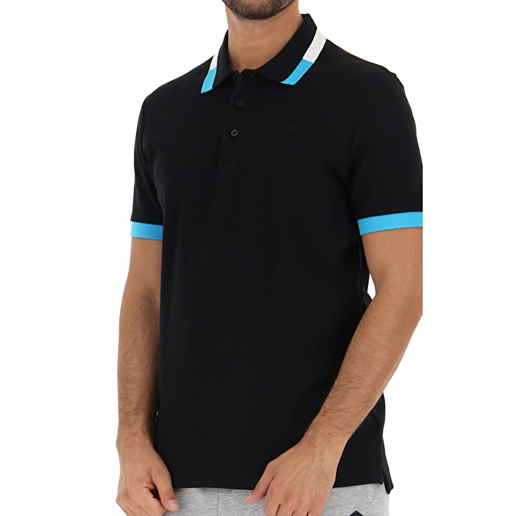 Black Lotto Alassio Ii Pq Men's Polo Shirts | Lotto-16907