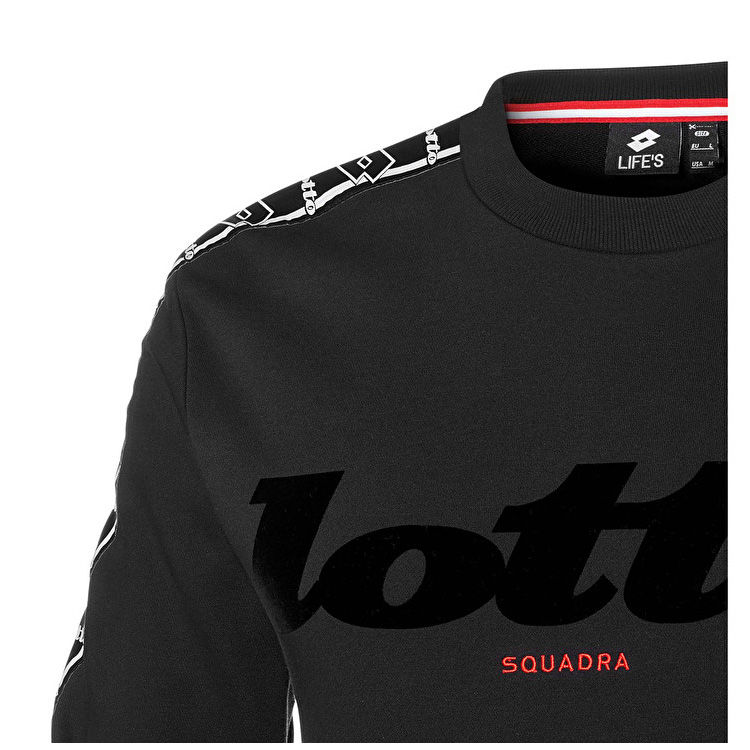 Black Lotto Athletica Classic Ii Sweat Rn Ft Men's Sweatshirt | Lotto-41953