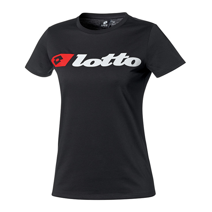 Black Lotto Athletica Due W Logo Women\'s T Shirts | Lotto-11296