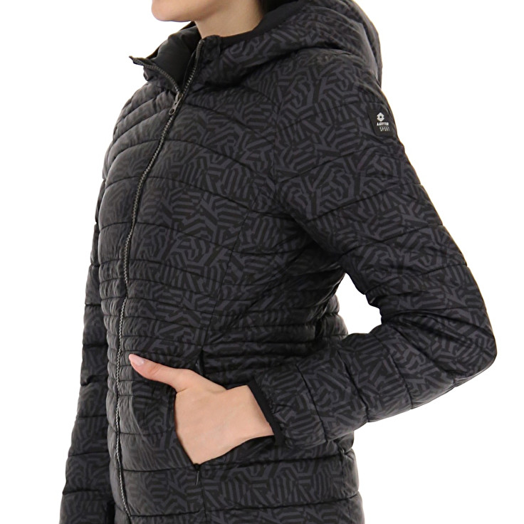 Black Lotto Bomber Cortina W Iii Pad Prt Pl Women's Jackets | Lotto-10672