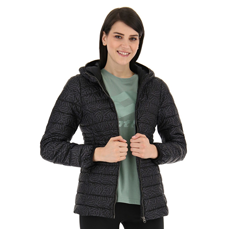 Black Lotto Bomber Cortina W Iii Pad Prt Pl Women\'s Jackets | Lotto-10672