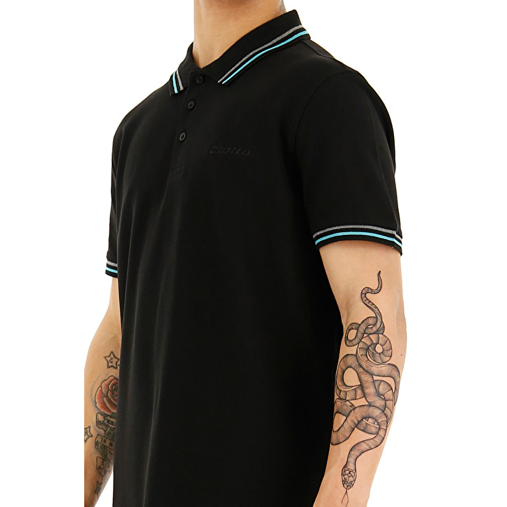 Black Lotto Classica Men's Polo Shirts | Lotto-58718