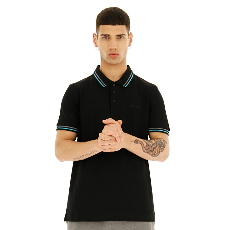 Black Lotto Classica Men\'s Polo Shirts | Lotto-58718