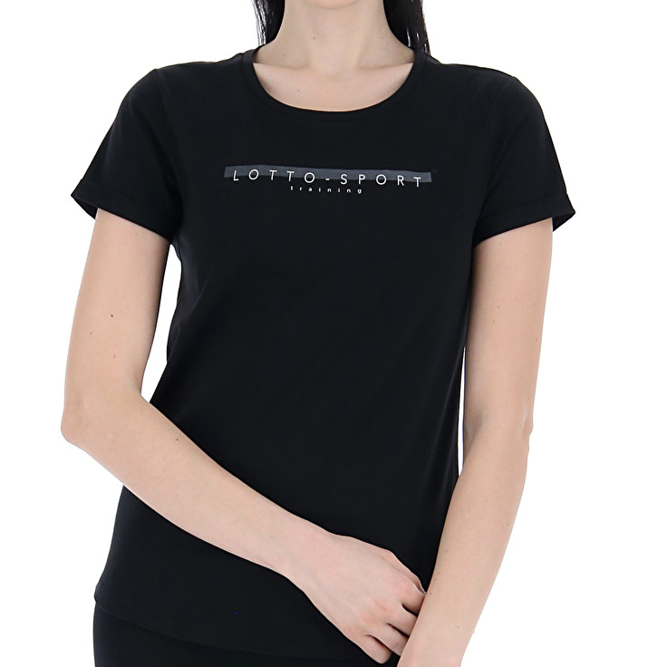 Black Lotto Dinamico W V Js Women's T Shirts | Lotto-56452