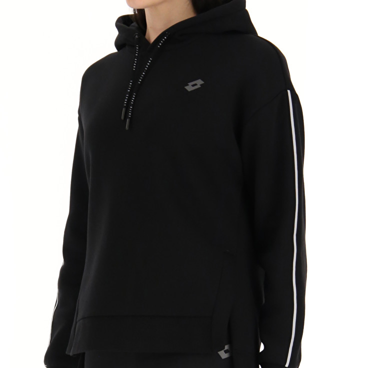 Black Lotto Dinamico W V Sweat Hd Fl Women's Sweatshirt | Lotto-24488