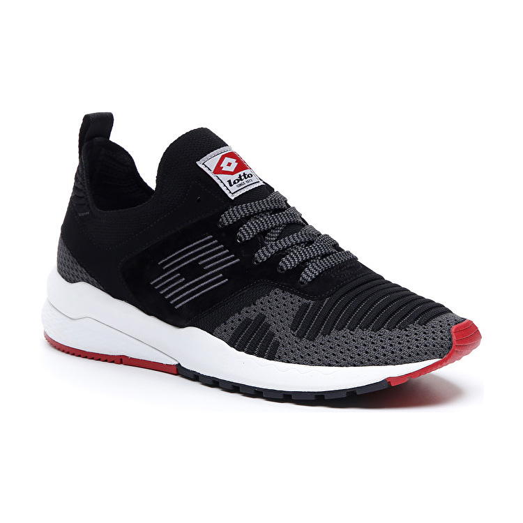 Black Lotto Marathon Knit Men's Sneakers | Lotto-69153