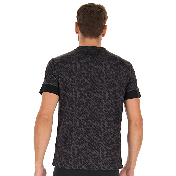 Black Lotto Run&fit Prt Pl Men's T Shirts | Lotto-25065