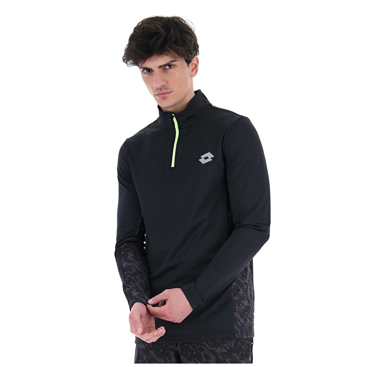 Black Lotto Run&fit Sweat Hz Pl Men\'s Jackets | Lotto-47460