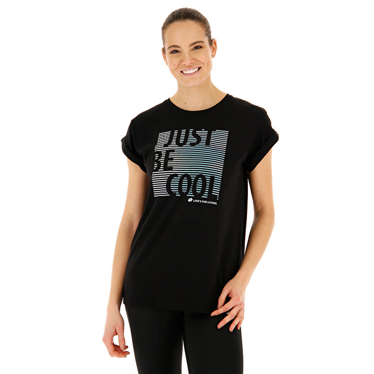 Black Lotto Tee Cool W Js Women\'s T Shirts | Lotto-58004