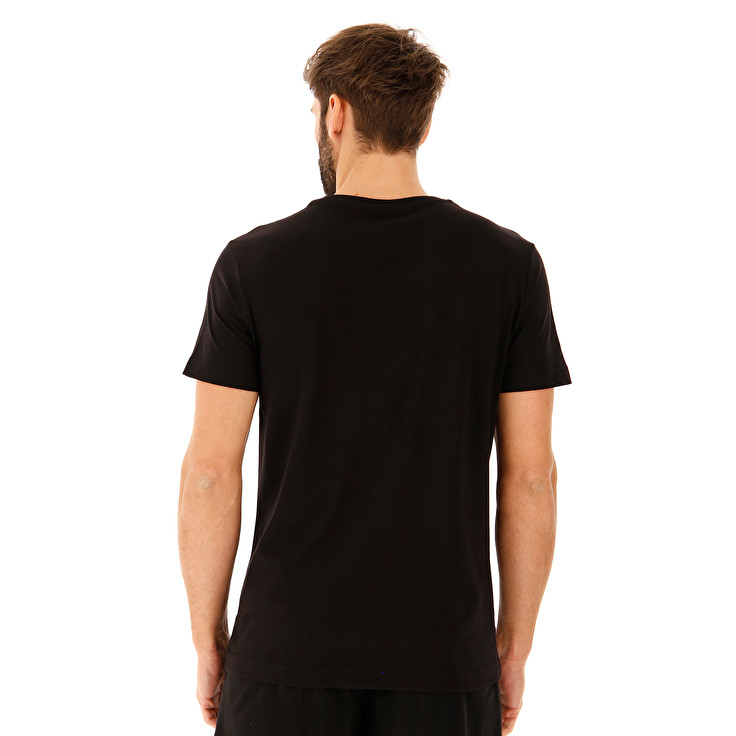 Black Lotto Tee Logo Js Men's T Shirts | Lotto-70249