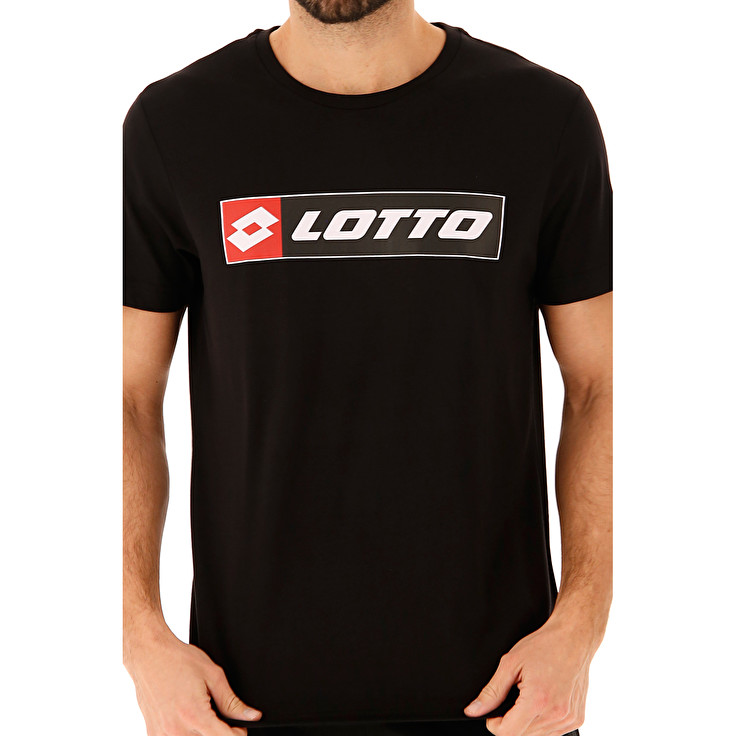 Black Lotto Tee Logo Js Men's T Shirts | Lotto-70249