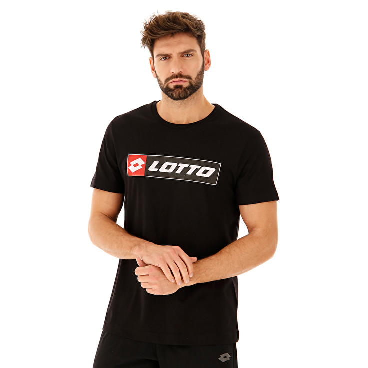 Black Lotto Tee Logo Js Men\'s T Shirts | Lotto-70249