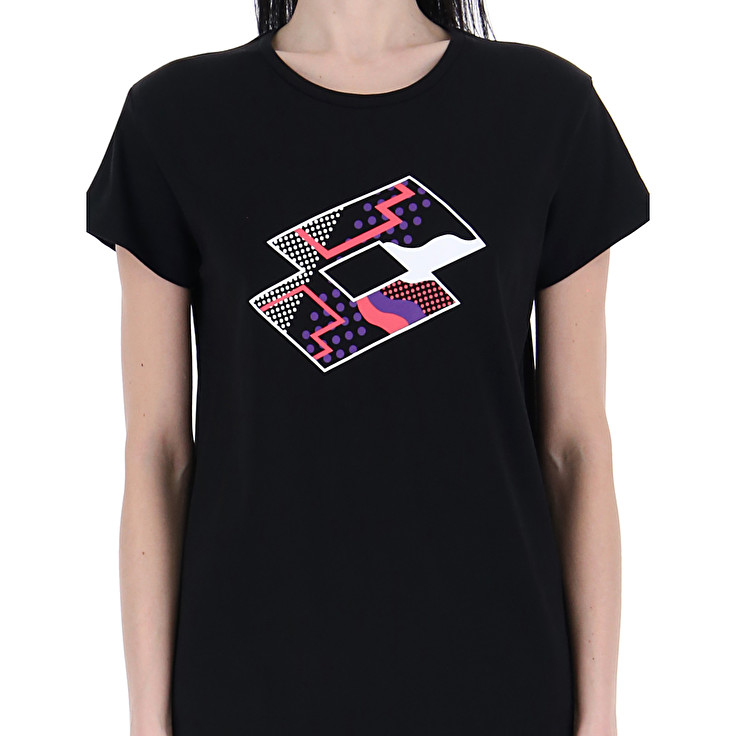 Black Lotto Tee Losanga W Js Women's T Shirts | Lotto-11208