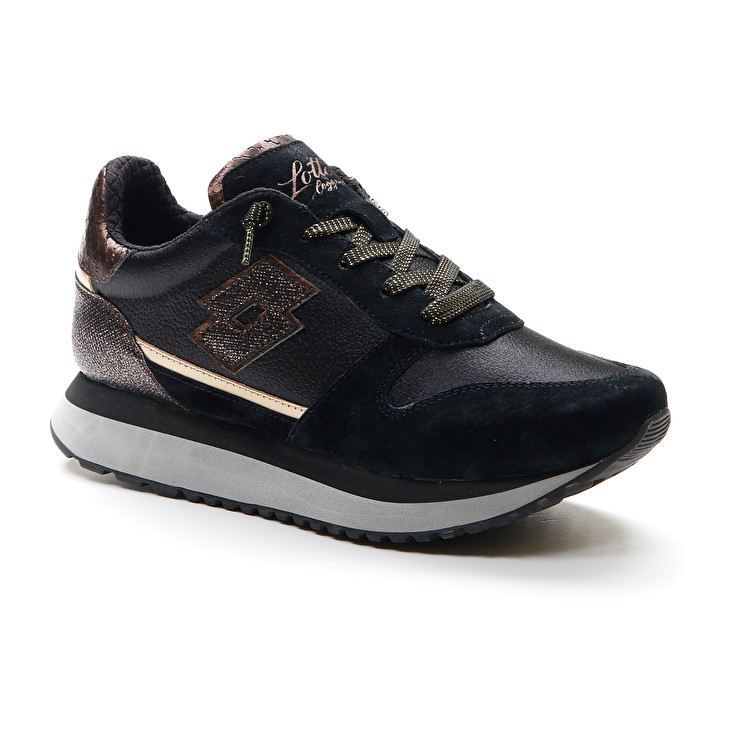 Black Lotto Wedge Bronze W Women's Sneakers | Lotto-61462