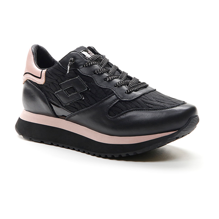 Black / Pink Lotto Wedge Wrinkles W Women's Sneakers | Lotto-54538