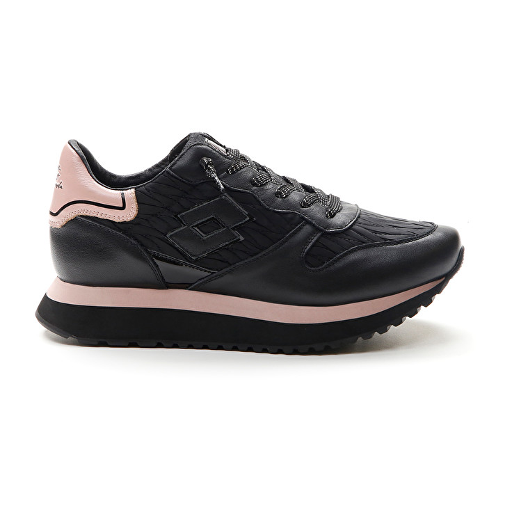 Black / Pink Lotto Wedge Wrinkles W Women\'s Sneakers | Lotto-54538