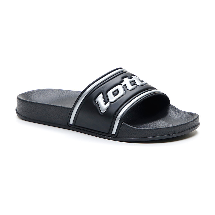 Black / Silver Lotto Midway Iv Slide W Women's Slippers | Lotto-73772