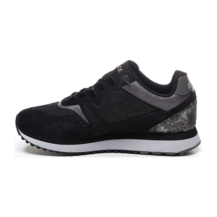 Black / Silver Lotto Slice Padded W Women's Sneakers | Lotto-48757