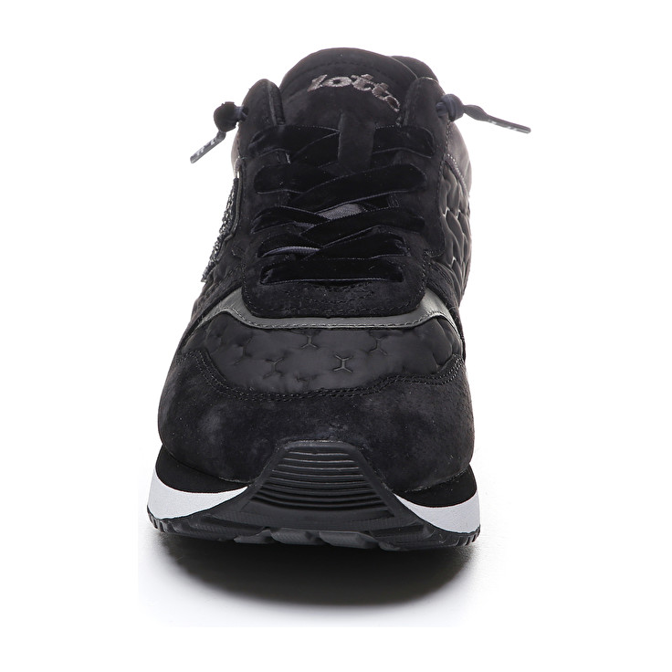 Black / Silver Lotto Slice Padded W Women's Sneakers | Lotto-48757