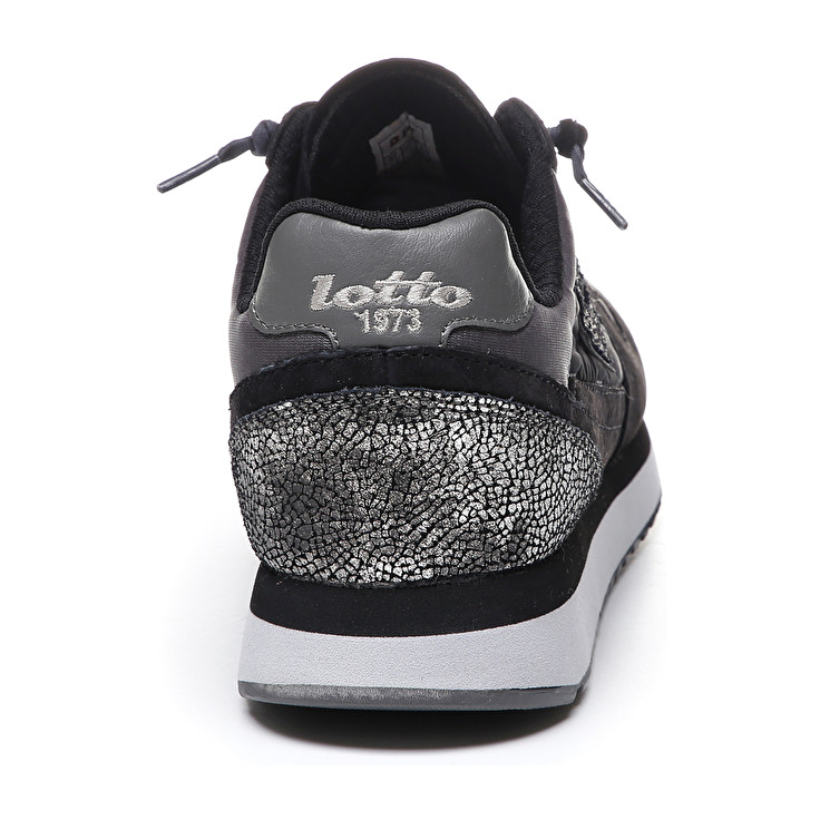 Black / Silver Lotto Slice Padded W Women's Sneakers | Lotto-48757