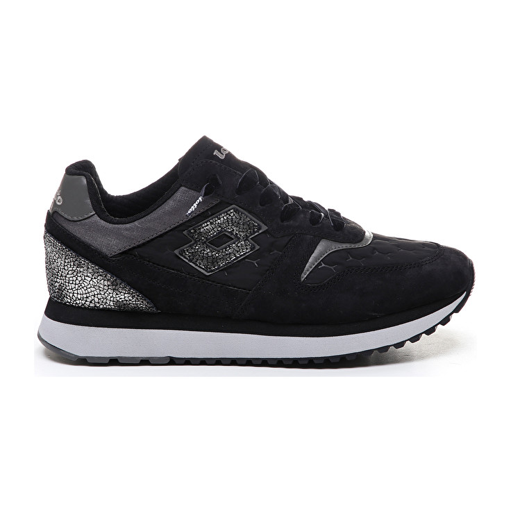 Black / Silver Lotto Slice Padded W Women\'s Sneakers | Lotto-48757