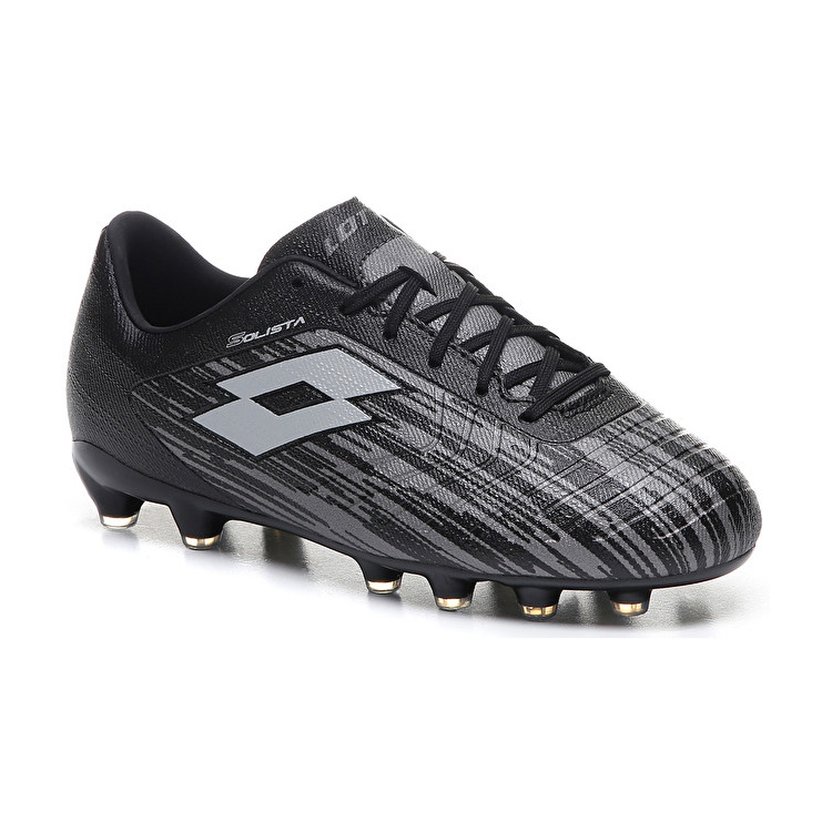 Black / Silver Lotto Solista 700 Iii Fg Jr Kids' Soccer Shoes | Lotto-32184