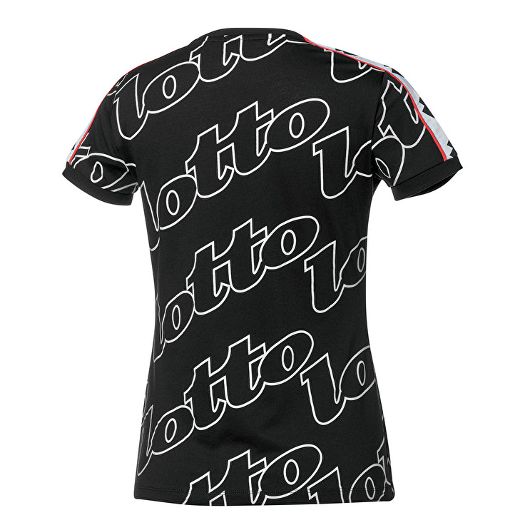 Black / White Lotto Athletica Prime W Prt Women's T Shirts | Lotto-71078