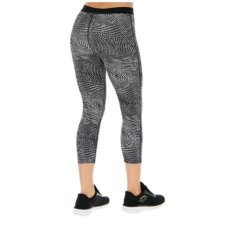 Black / White Lotto Smart Capris W Women's Leggings | Lotto-26083