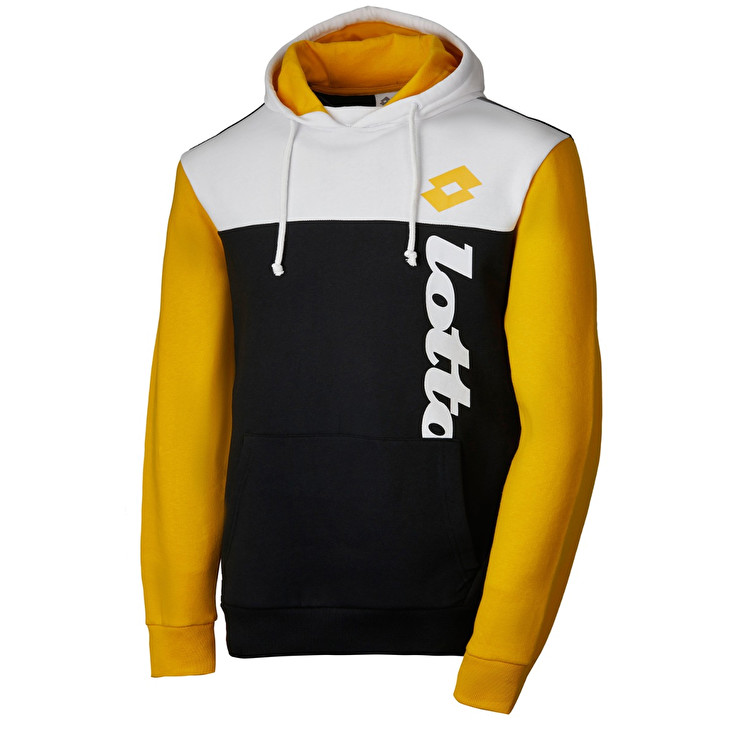 Black / White / Yellow Lotto Athletica Lg Sweat Hd Fl Men\'s Sweatshirt | Lotto-39295