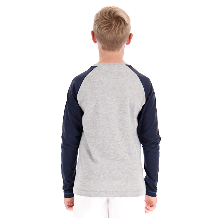 Grey / White Lotto Marcus Vii Ls B Kids' T Shirts | Lotto-31313