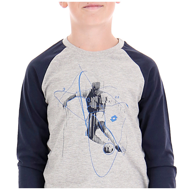 Grey / White Lotto Marcus Vii Ls B Kids' T Shirts | Lotto-31313