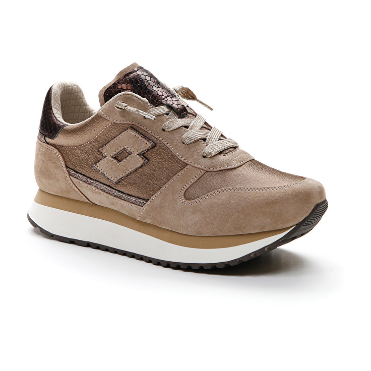 Khaki Lotto Wedge Silk W Women's Sneakers | Lotto-98618