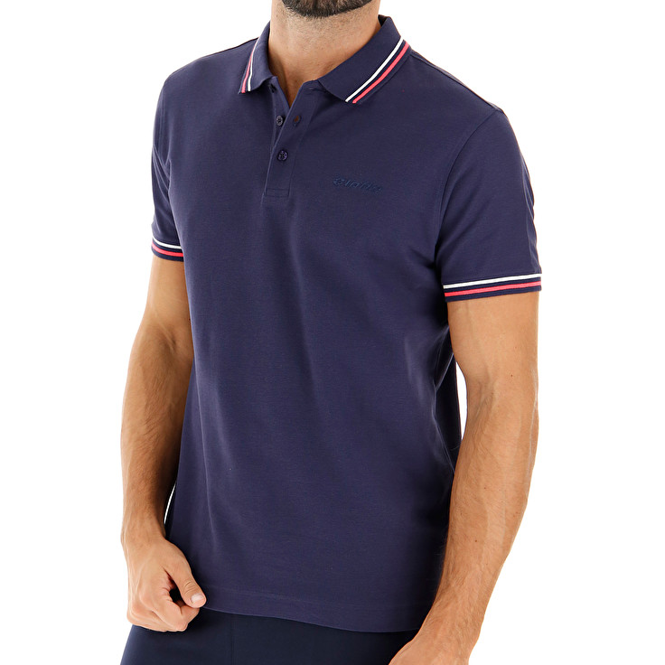 Navy Lotto Classica Men's Polo Shirts | Lotto-14820