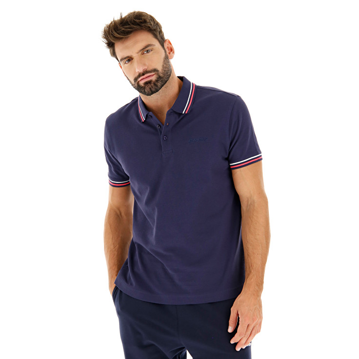 Navy Lotto Classica Men\'s Polo Shirts | Lotto-14820