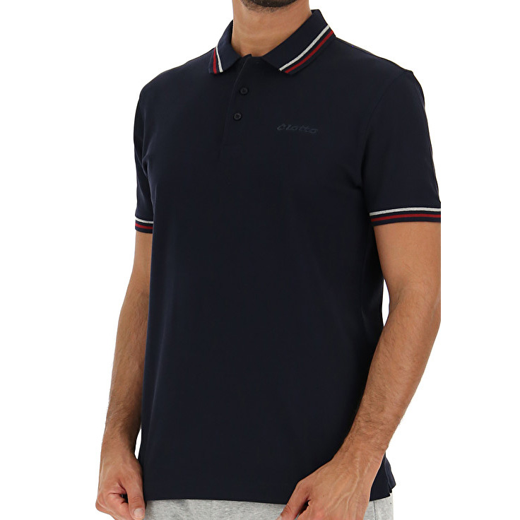 Navy Lotto Classica Pq Men's Polo Shirts | Lotto-22109