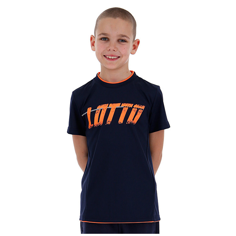 Navy / Orange Lotto Logo Kids\' T Shirts | Lotto-14465