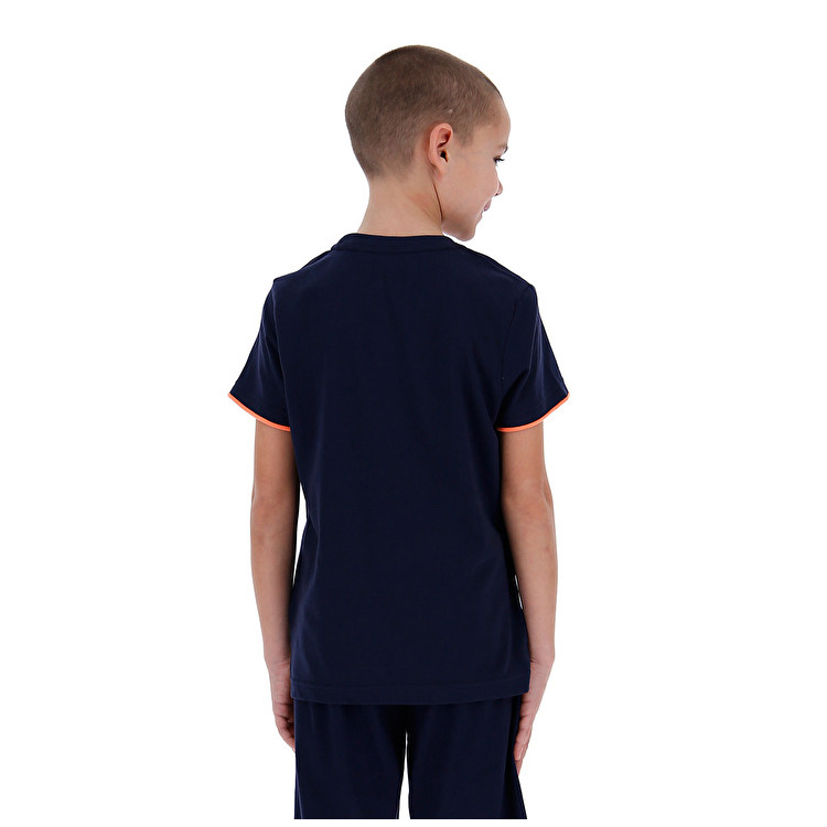 Navy / Orange Lotto Logo Kids' T Shirts | Lotto-94350