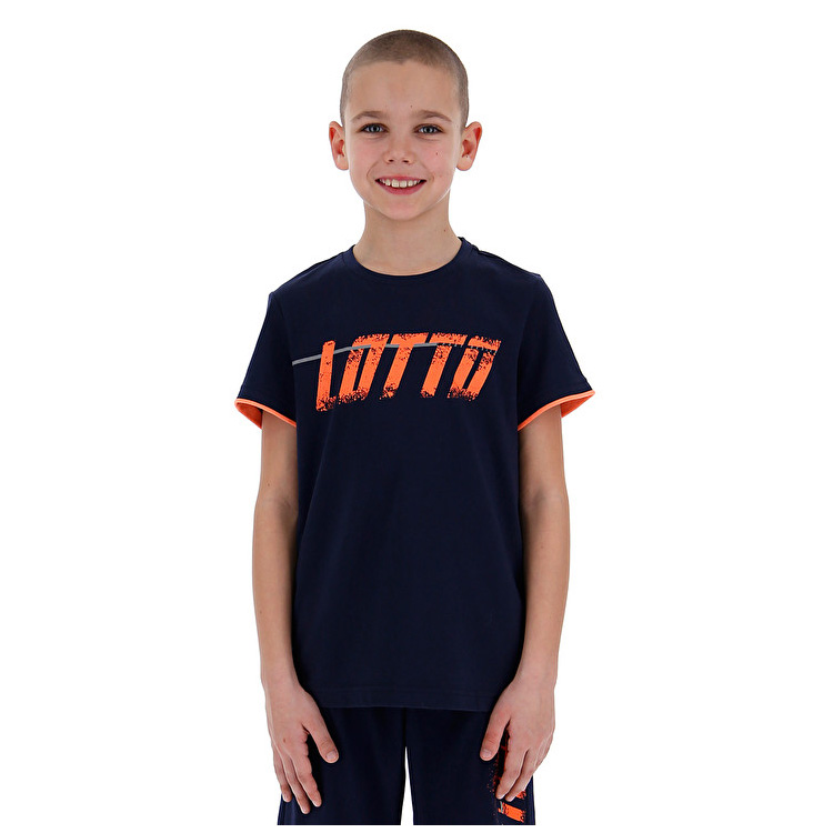 Navy / Orange Lotto Logo Kids\' T Shirts | Lotto-94350