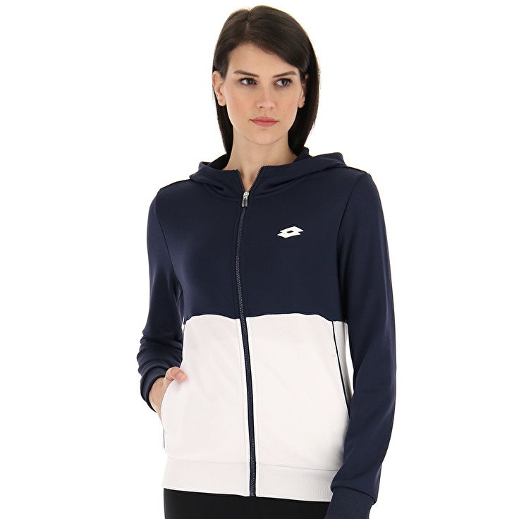 Navy / White Lotto Squadra W Ii Sweat Fz Hd Pl Women\'s Sweatshirt | Lotto-57779