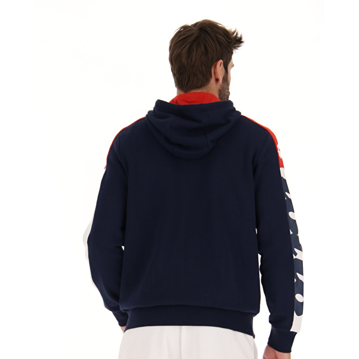 Navy / White / Red Lotto Athletica Lg Sweat Fz Hd Fl Men's Sweatshirt | Lotto-62948