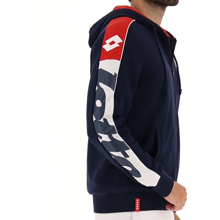 Navy / White / Red Lotto Athletica Lg Sweat Fz Hd Fl Men's Sweatshirt | Lotto-62948