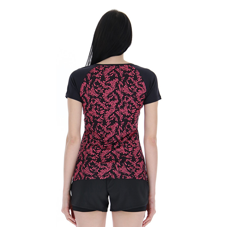 Red / Black Lotto Run&fit W Prt4 Pl Women's T Shirts | Lotto-63552