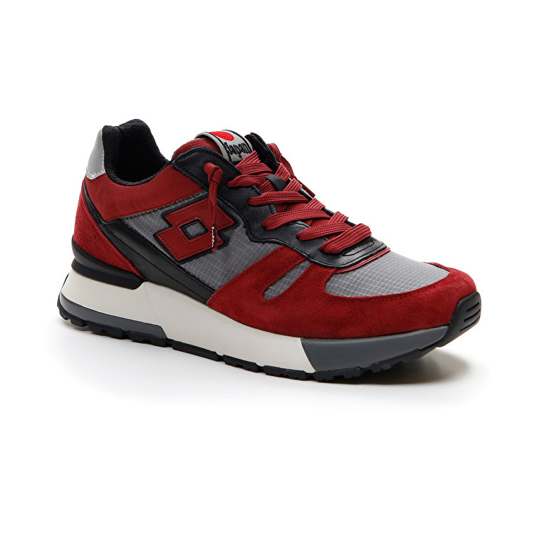 Red / Grey Lotto Tokyo Shibuya Block Men's Sneakers | Lotto-10019